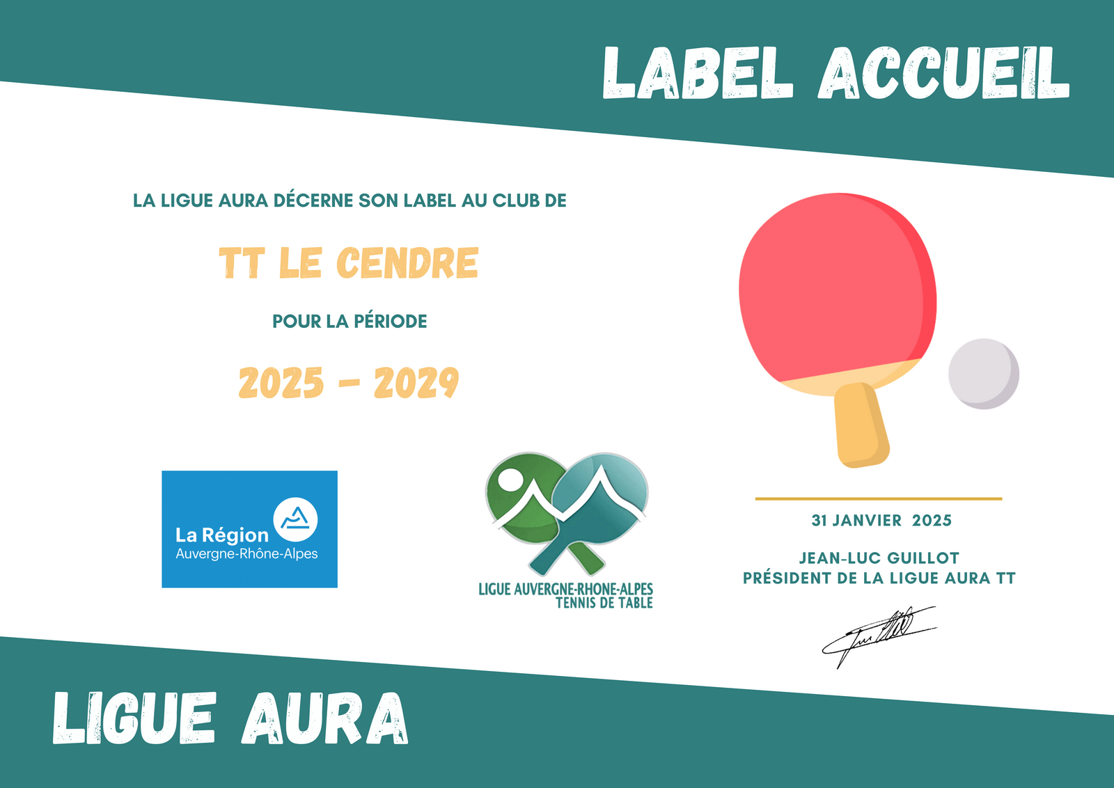 obtention du Label Accueil AURA !!!